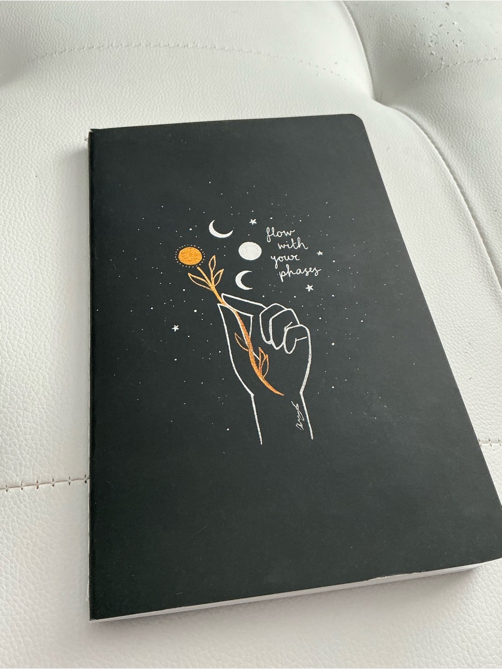 Black Floral Moon Phases Notebook - Flow With Your Phases